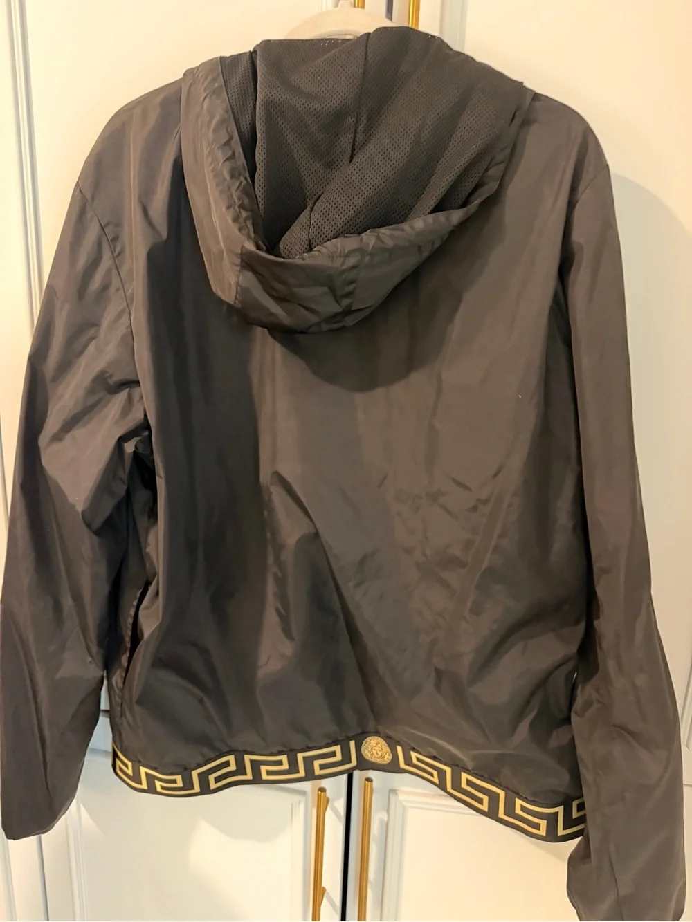 Versace Black & Gold Hooded Windbreaker Jacket
